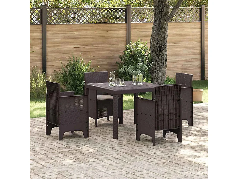 Garten Essgruppe 5 pcs Braun Polt Rattan