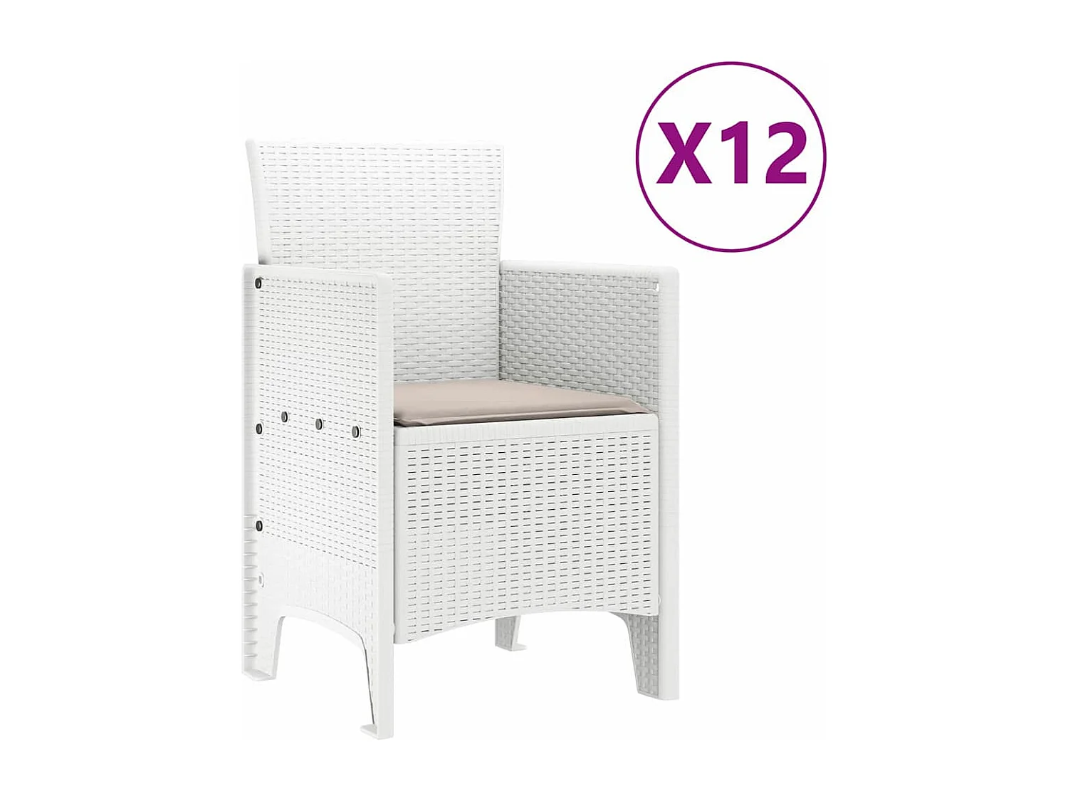 Garten Essgruppe 13 pcs Weiß und Hellgrau Poly-Rattan und Stahl