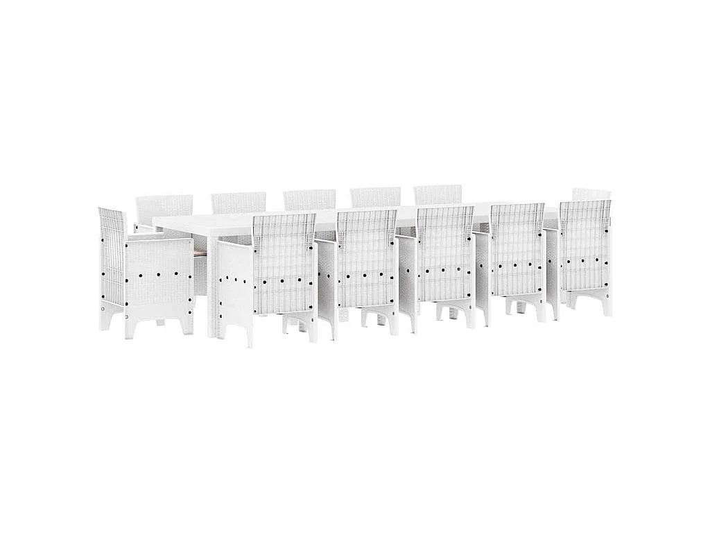 Tuin Eetset 13 pcs Wit en lichtgrijs Poly rattan en staal