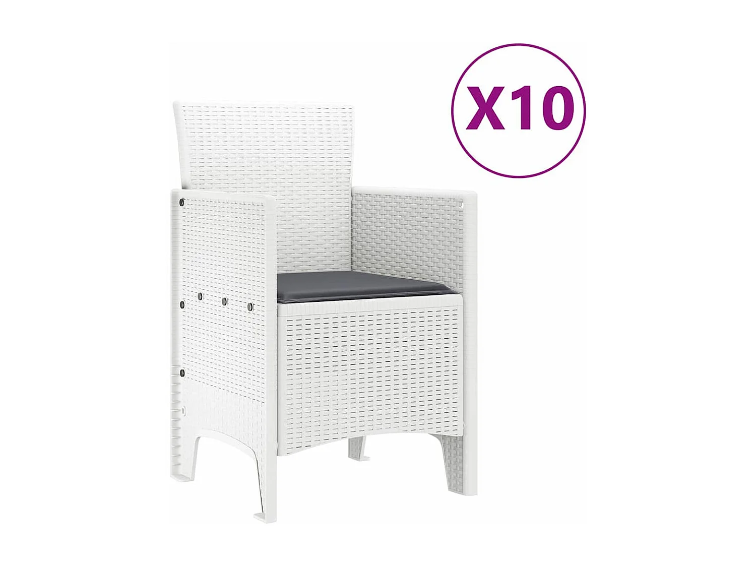 Tuin Eetset met kussen 11 pcs Wit Poly rattan en Aluminium