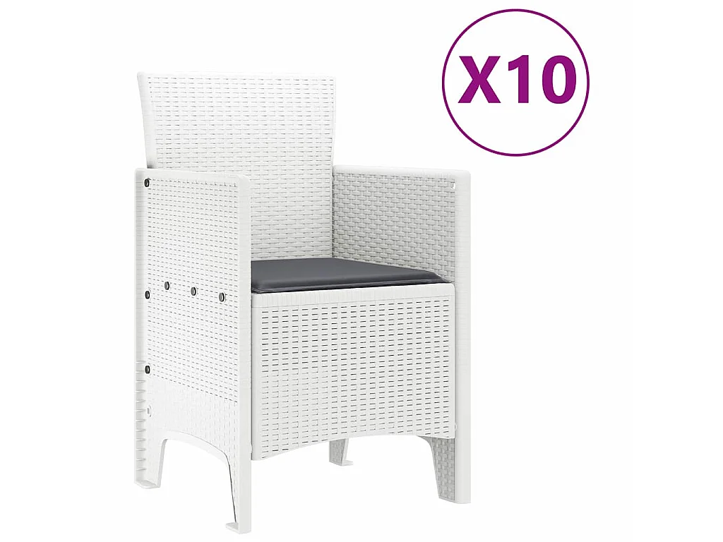 Garten Essgruppe 11 pcs Weiß Poly Rattan und Aluminium