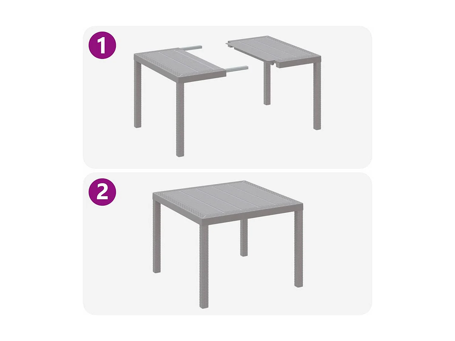 Garten Essgruppe 3 pcs Hellgrau Polt Rattan