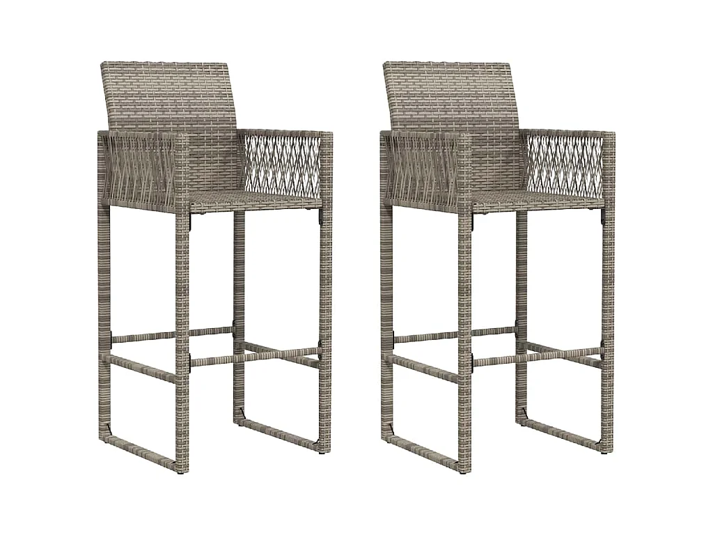 Tabourets de bar de jardin lot de 2 gris résine tressée