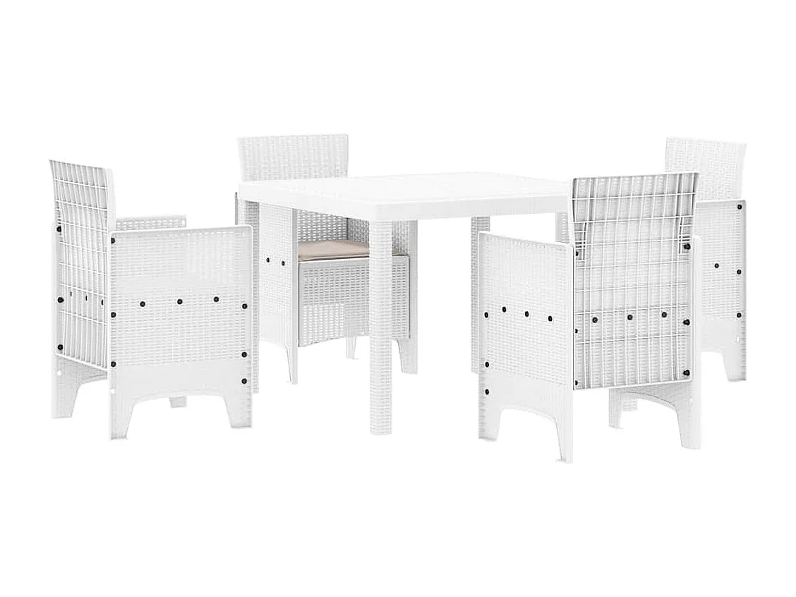 Ensemble de salle à manger pour jardin 5 pcs Blanc Rattan Polt