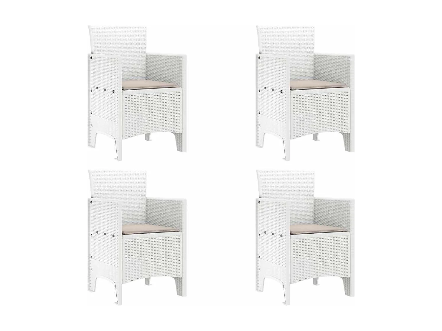 Ensemble de salle à manger pour jardin 5 pcs Blanc Rattan Polt