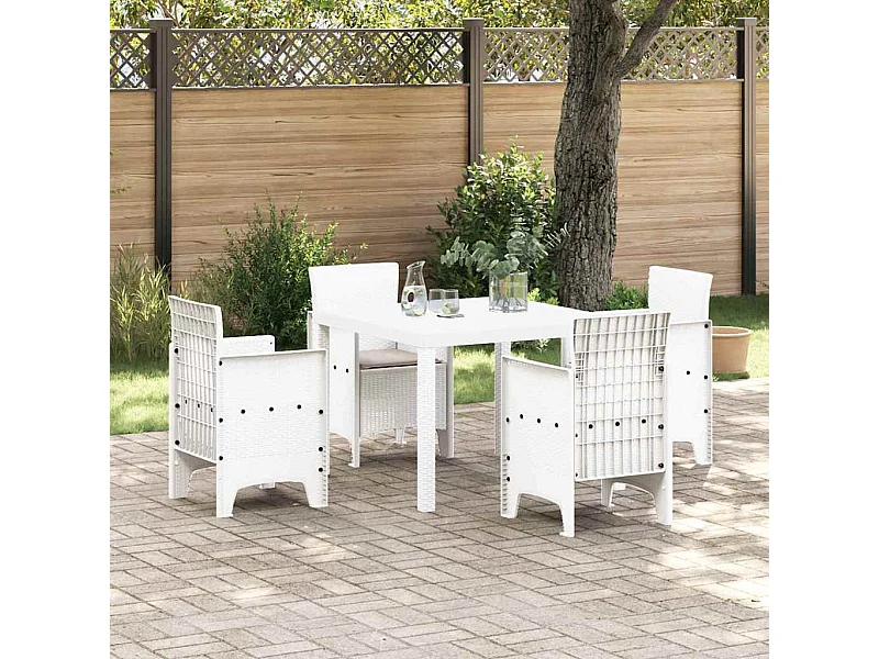 Ensemble de salle à manger pour jardin 5 pcs Blanc Rattan Polt
