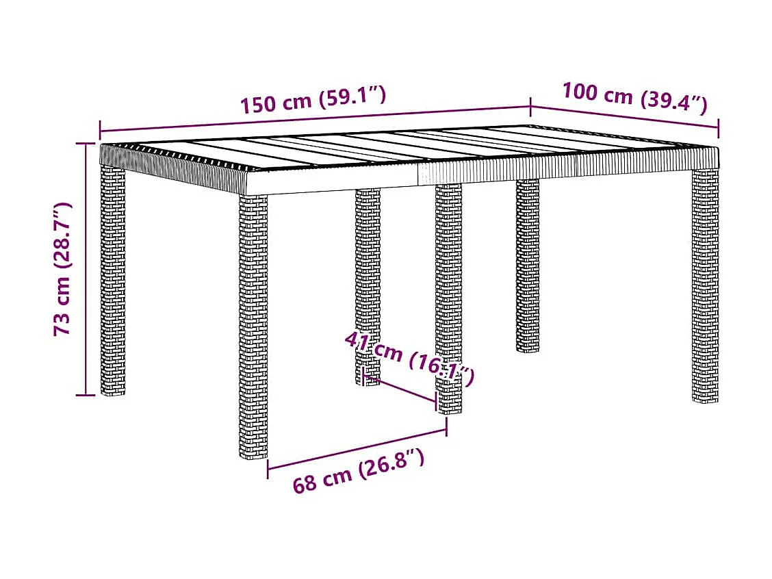 Tuin Eetset 5 pcs Wit Polt riet