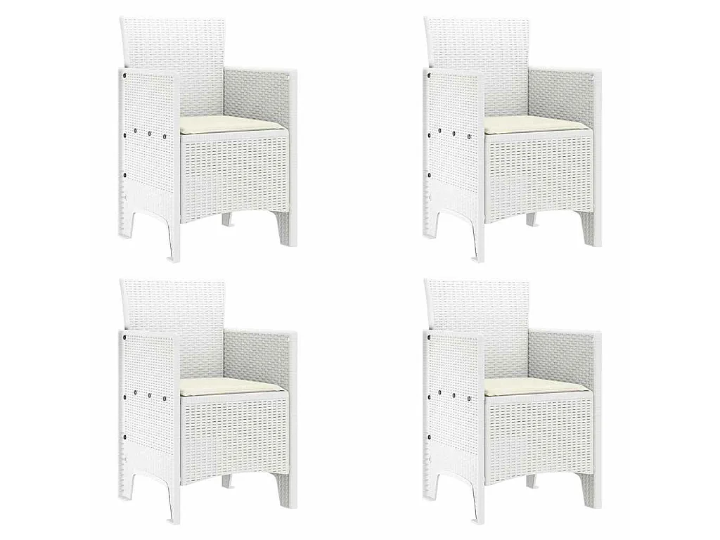 Set da Pranzo per Giardino 5 pz Bianco Rattan Polt