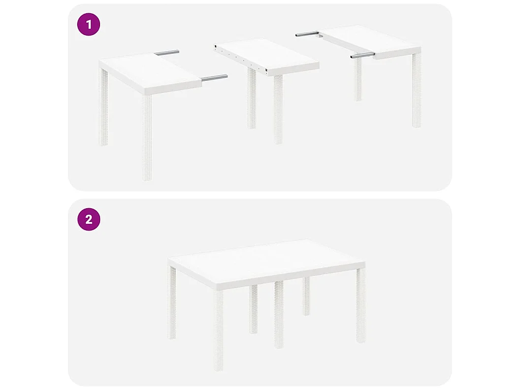 Set da Pranzo per Giardino 5 pz Bianco Rattan Polt