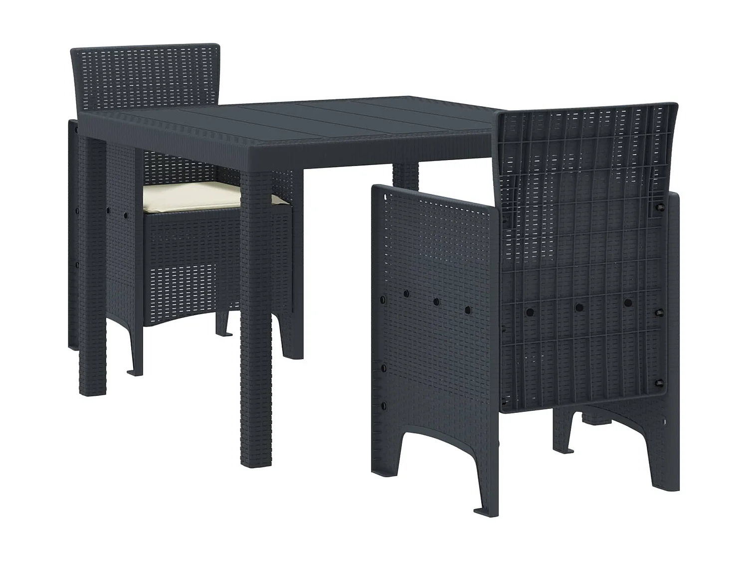 Ensemble de salle à manger pour jardin 3 pcs Anthracite