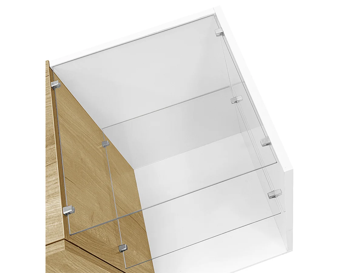 TV-Schrank mit Aufbewahrung und Glasregalen TV-Tisch TV-Ständer für Wohnzimmer