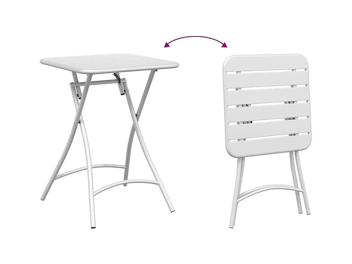 Table de Jardin Blanc 55 x 55 x 73 cm Acier revêtu de poudre