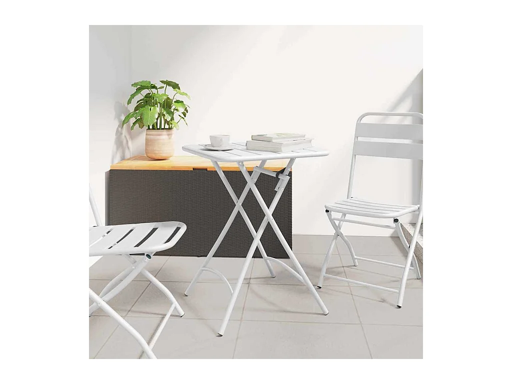 Table de Jardin Blanc 55 x 55 x 73 cm Acier revêtu de poudre