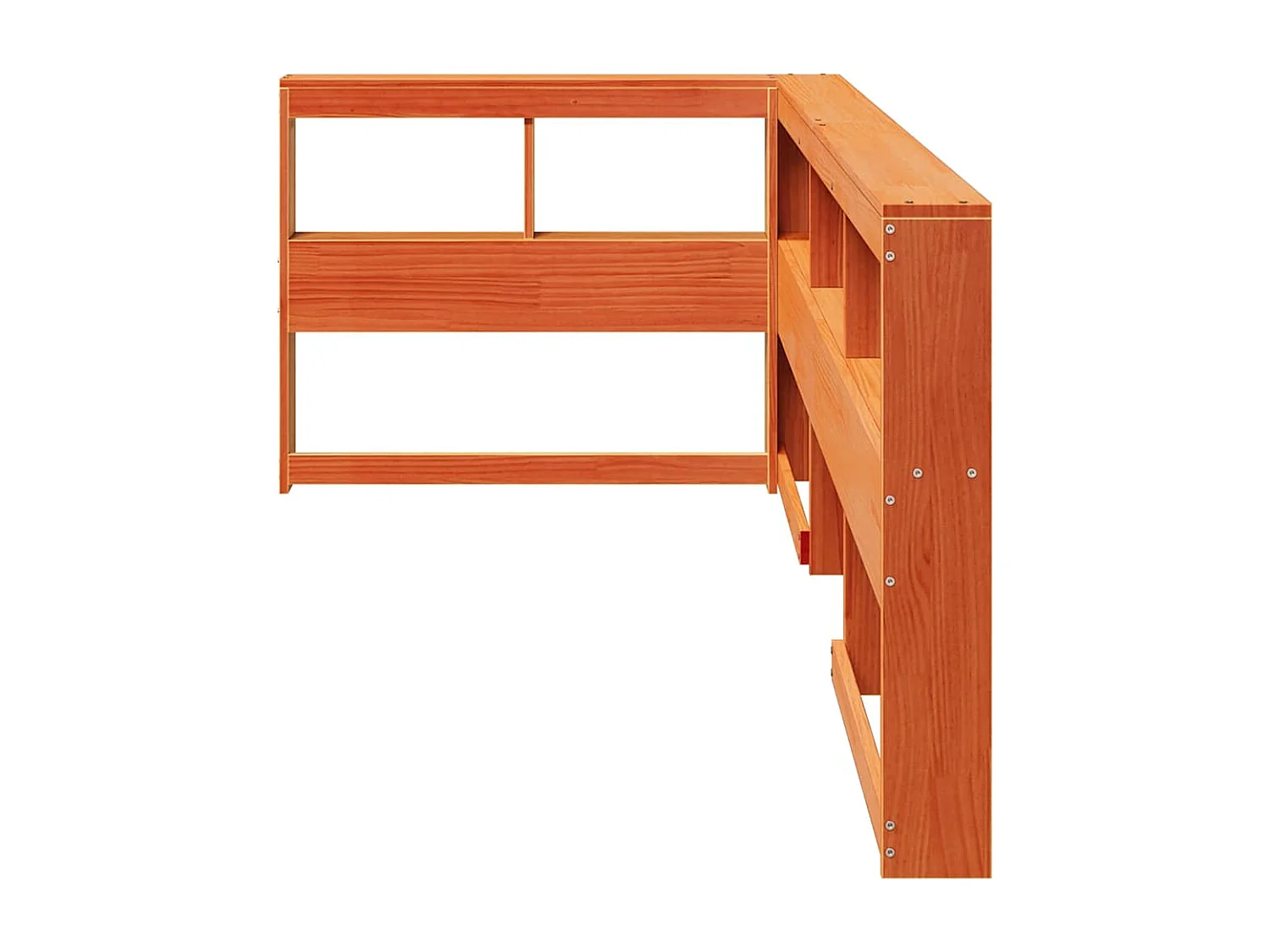 Kopfteil mit Bücherregal L-Form Wachsbraun 90 cm Massivholz