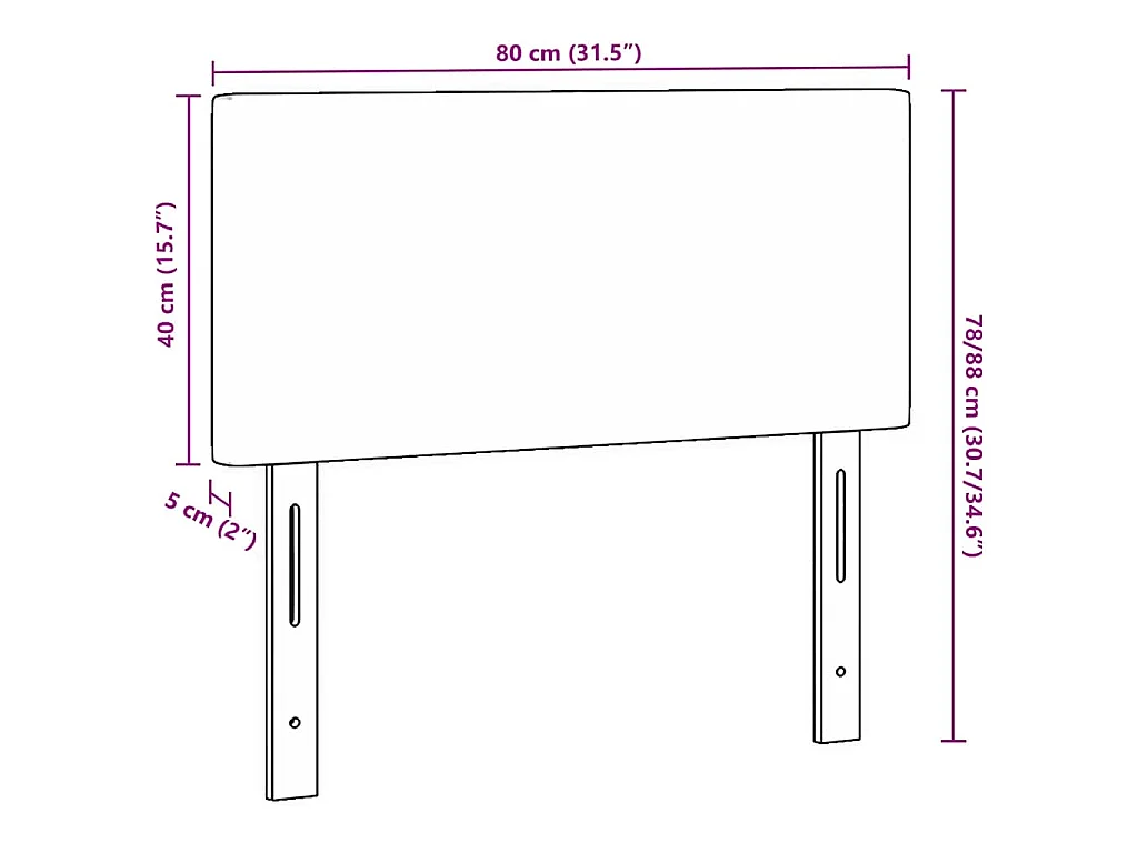 Kopfteil Dunkelgrau 80 cm Cordstoff