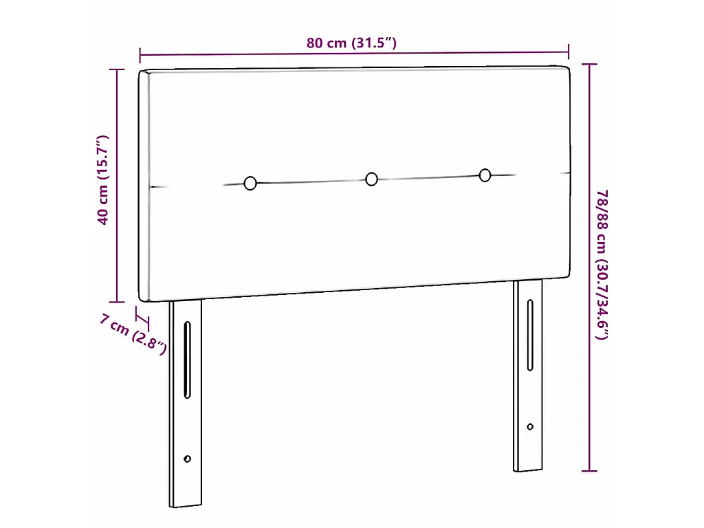 Kopfteil Hellgrau 80 cm Samt