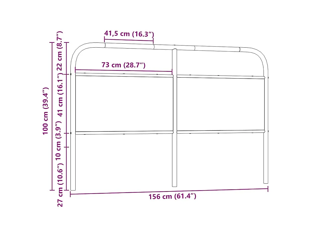 Tête de lit de remplacement chêne fumé 150 cm acier et bois d'ingénierie