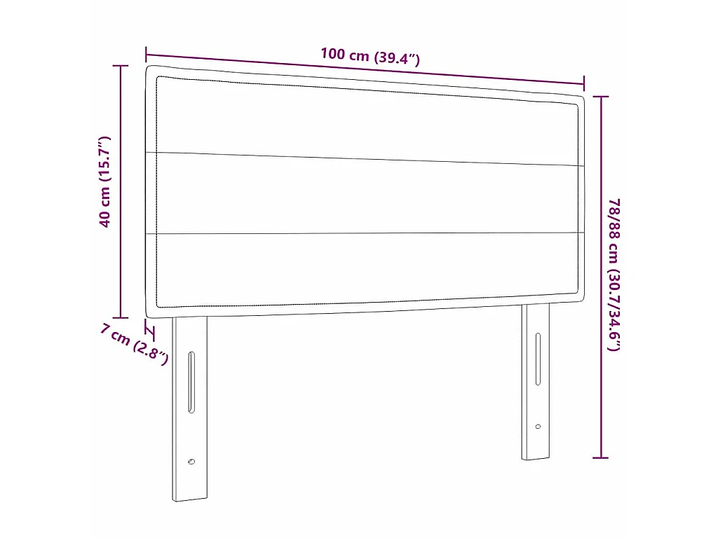 Kopfteil Blau 100 cm Stoff