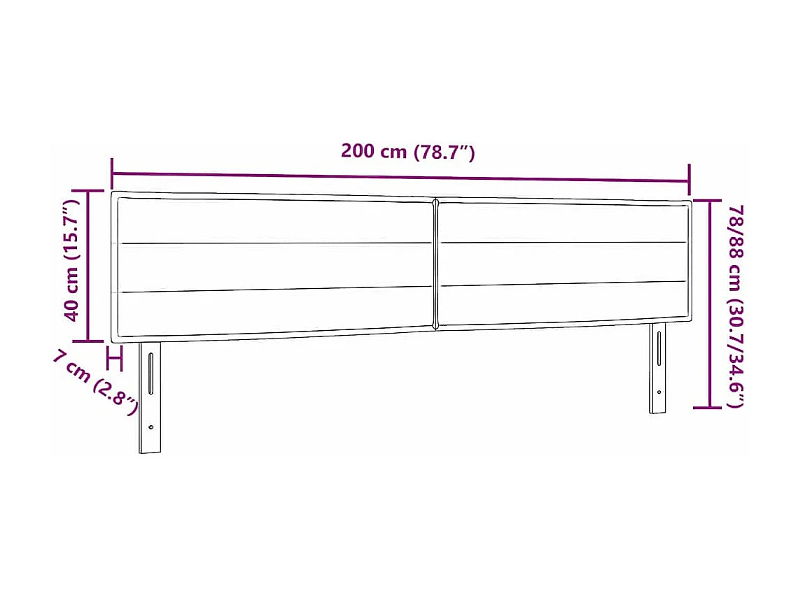 Testiera Grigio chiaro 200 cm Tessuto