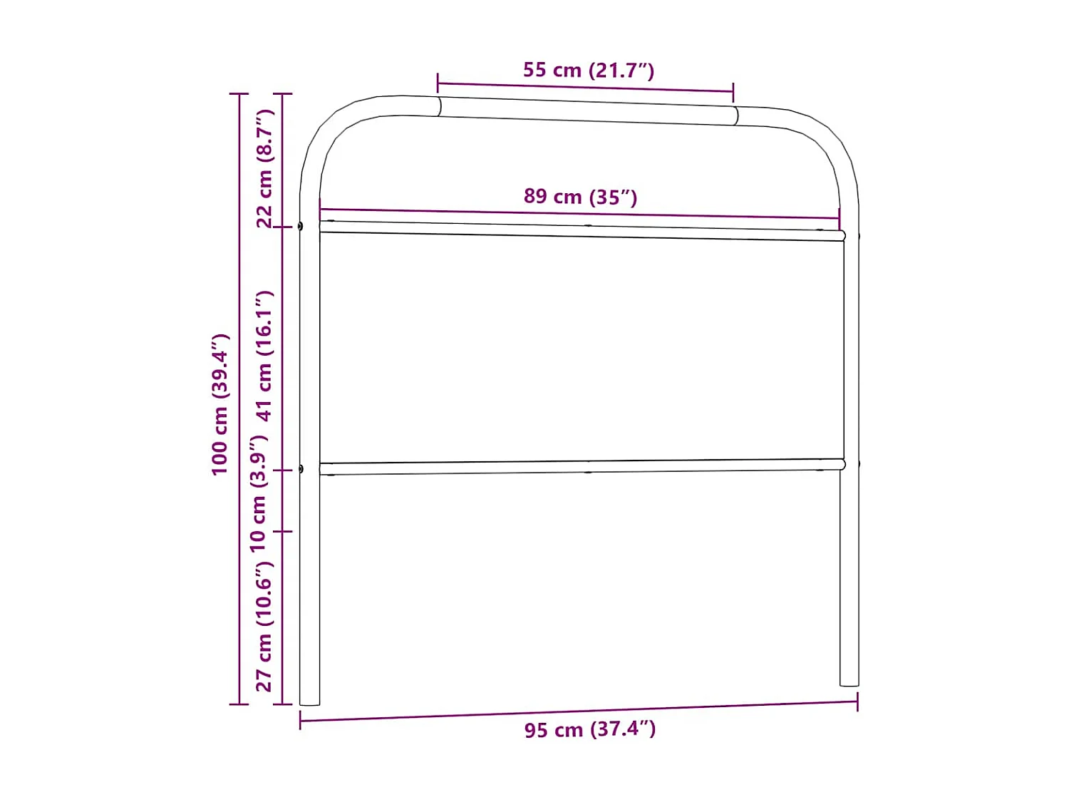 Kopfteil Sonoma-Eiche 90 cm Stahl und Holzwerkstoff