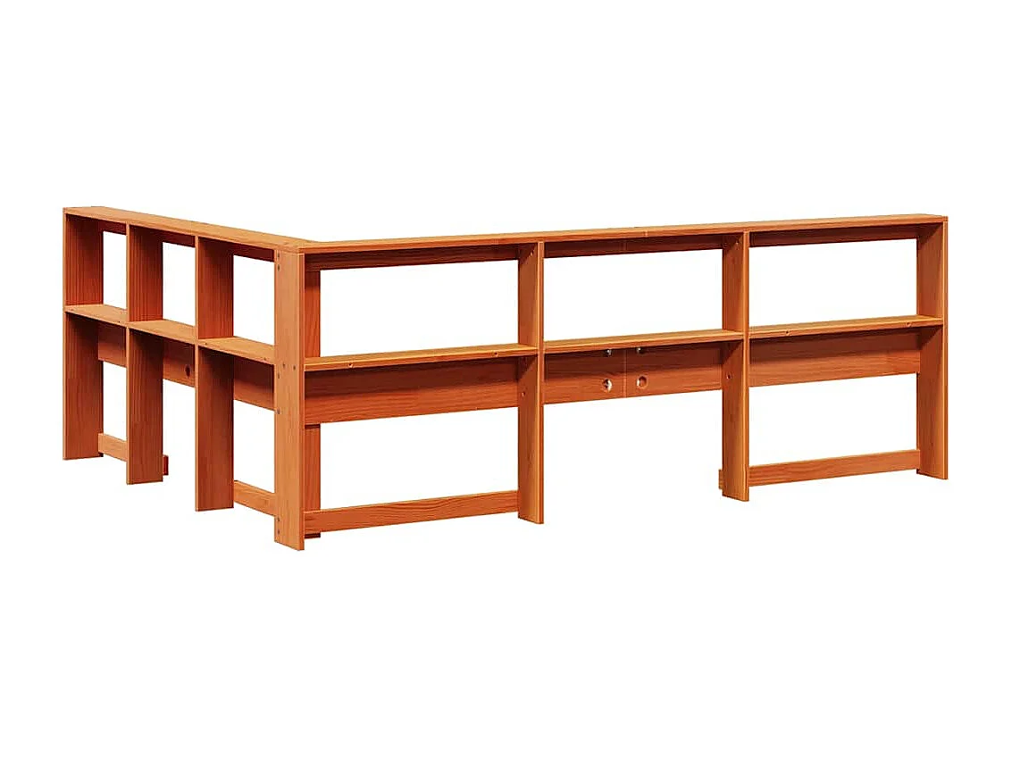 Tête de lit de bibliothèque forme de L 135 cm bois massif pin