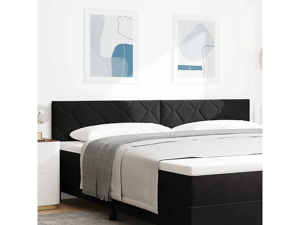 Kopfteil mit Kopfteil Schwarz 200 cm Samt