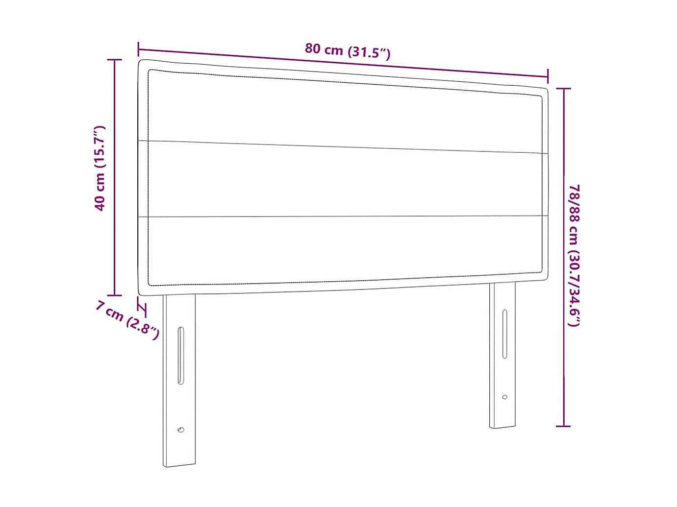 Kopfteil mit Kopfteil Taupe 80 cm Kunstleder