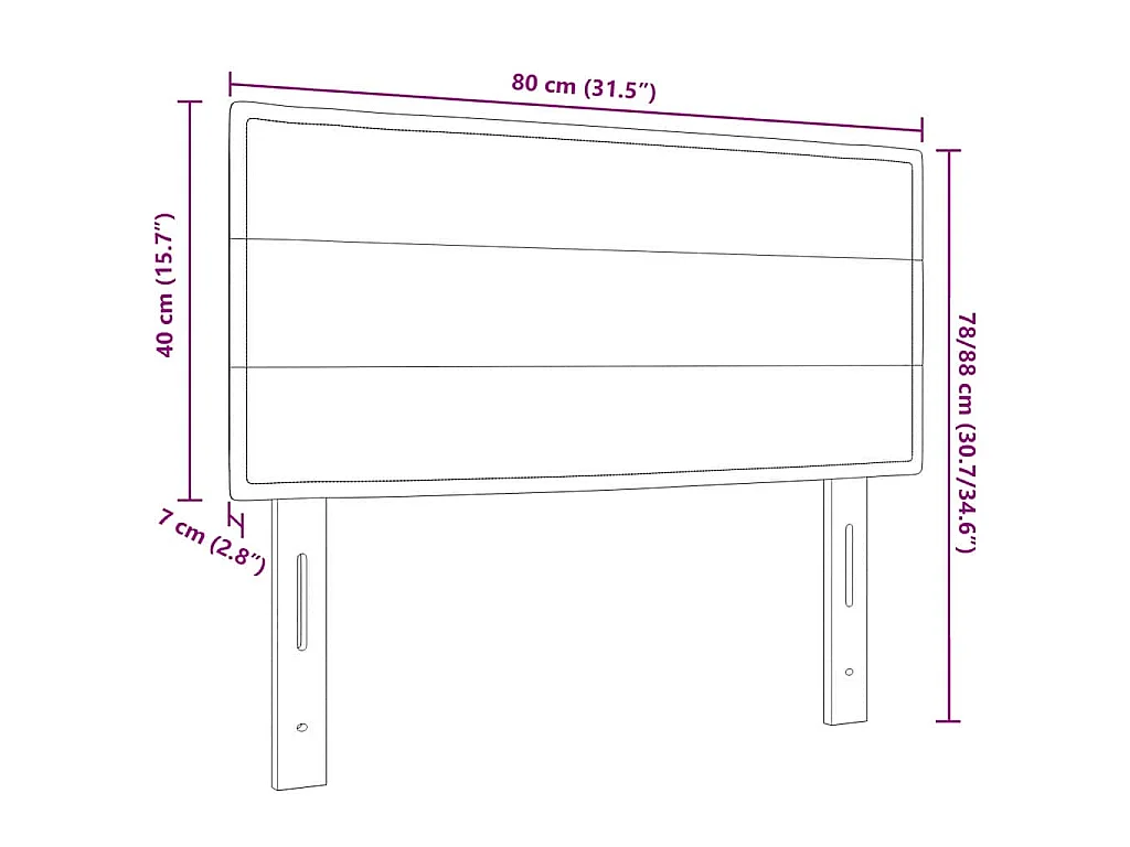 Kopfteil Taupe 80 cm Stoff