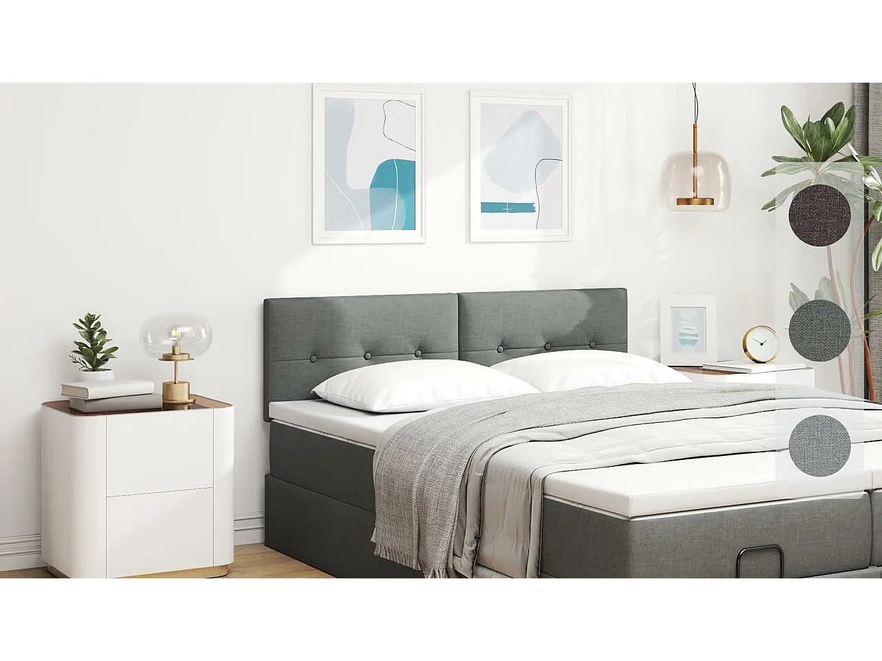 Tête de lit avec tête de lit Crème 140 cm tissu