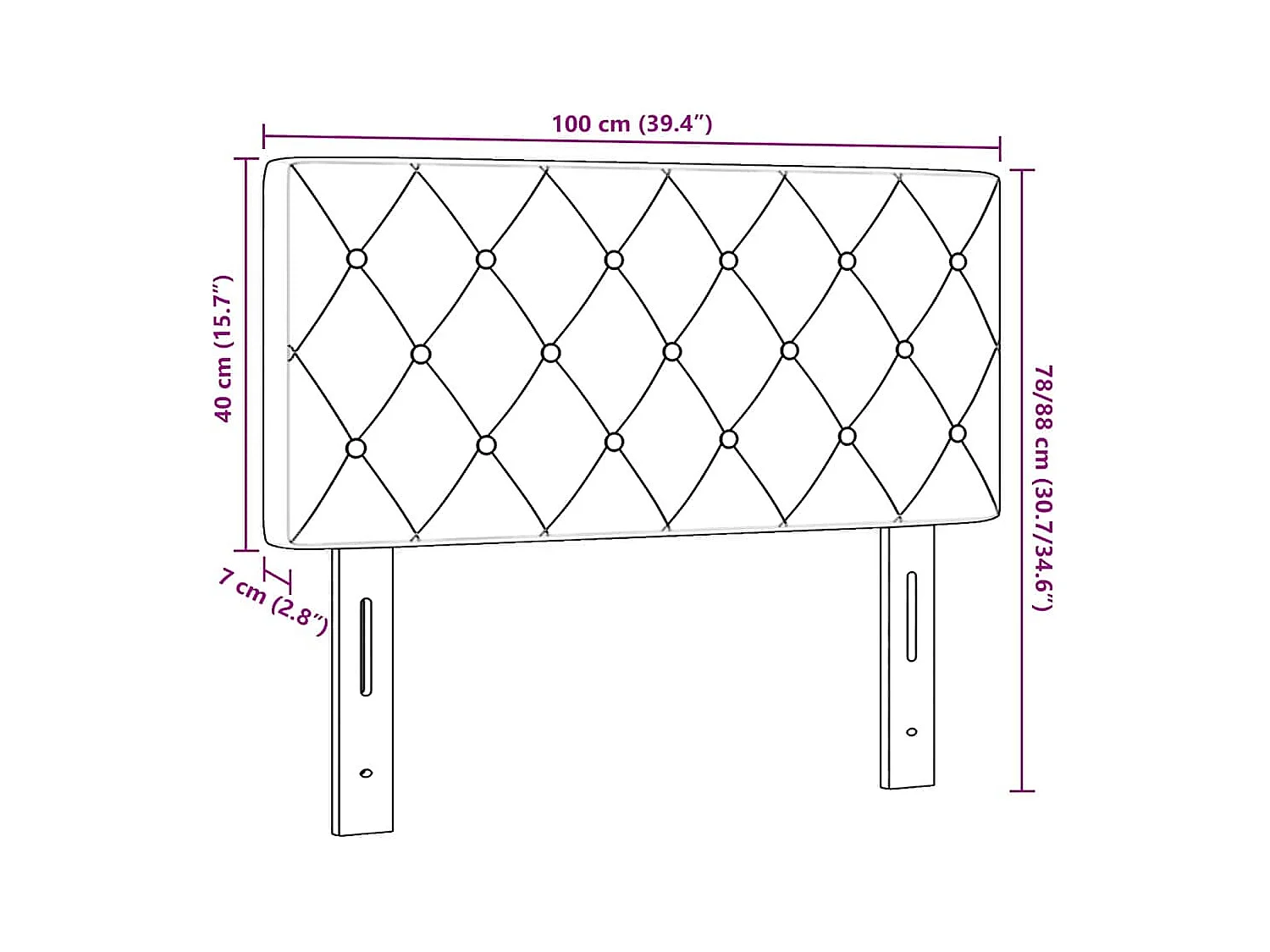 Testiera con testiera Nero 100 cm Pelle Sintetica