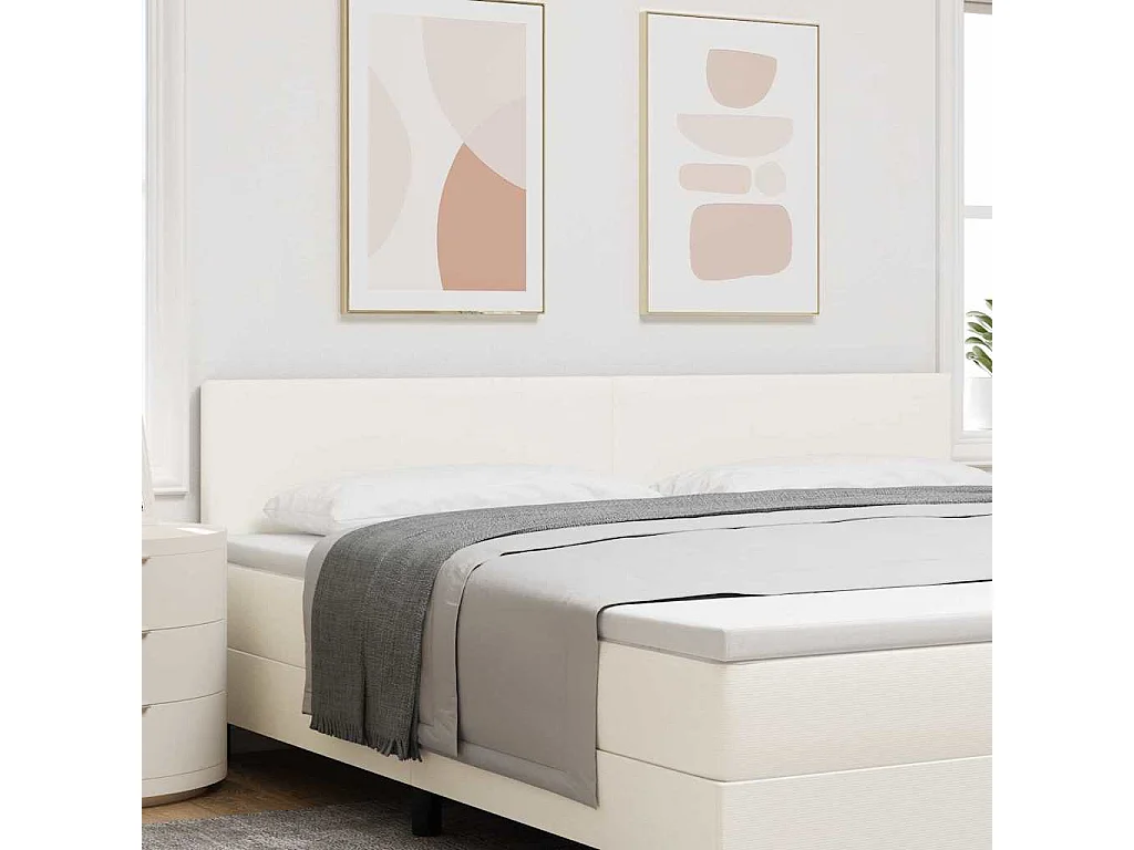 Kopfteil mit Kopfteil Creme 200 cm Rippstoff