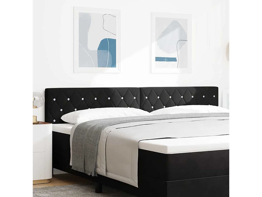 Tête de lit avec tête de lit Noir 200 cm Cuir synthétique