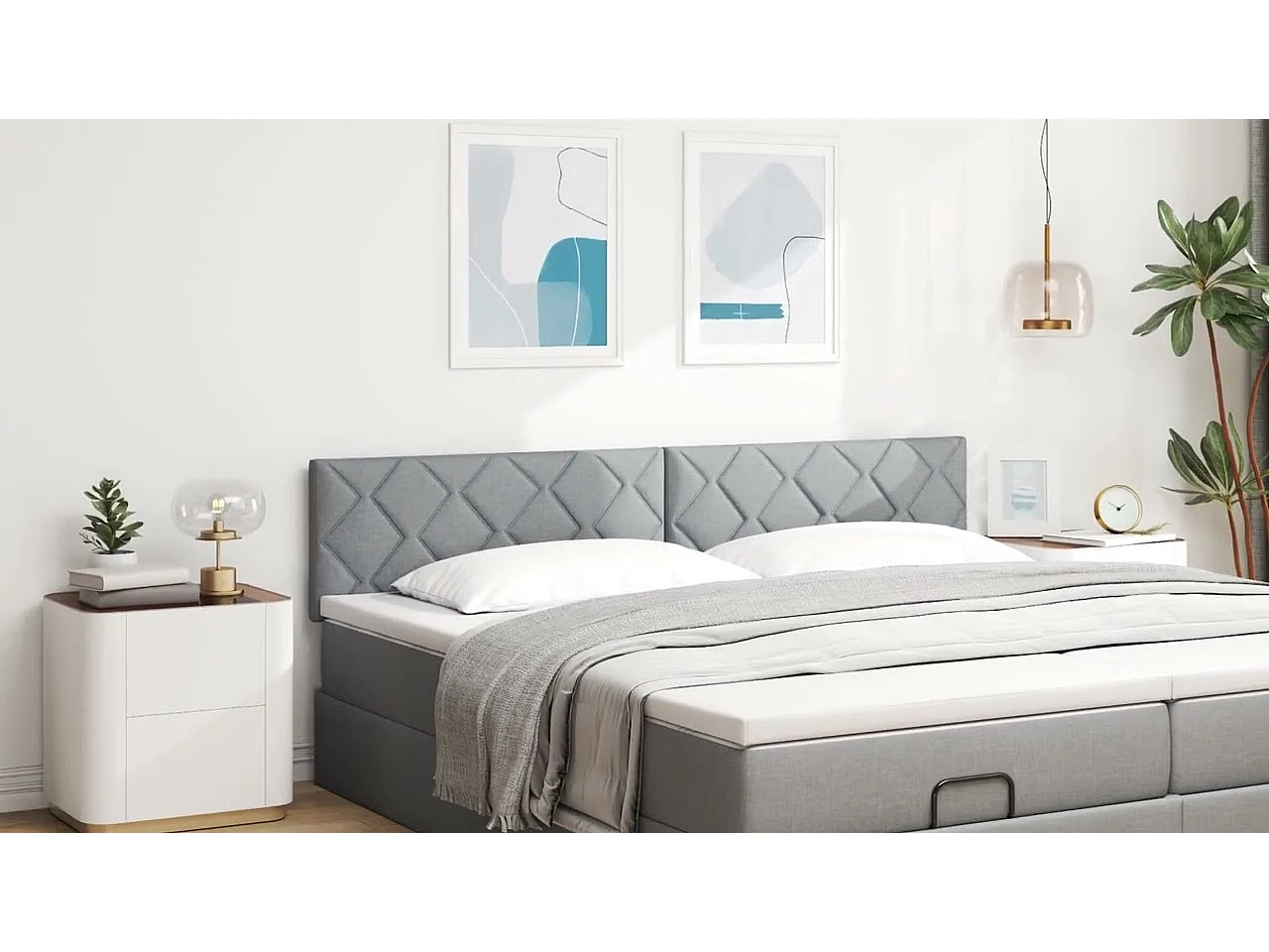 Kopfteil mit Kopfteil Taupe 200 cm Kunstleder