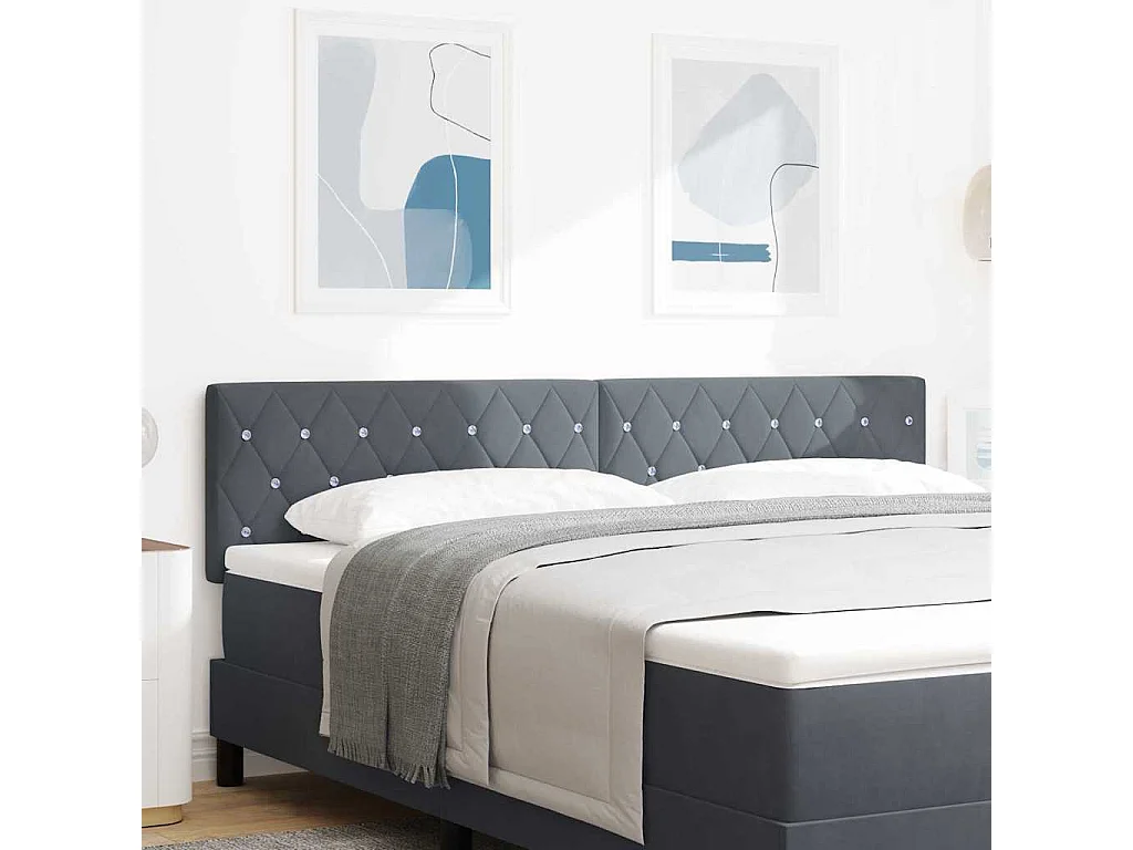 Tête de lit avec tête de lit Gris foncé 180 cm Cuir synthétique