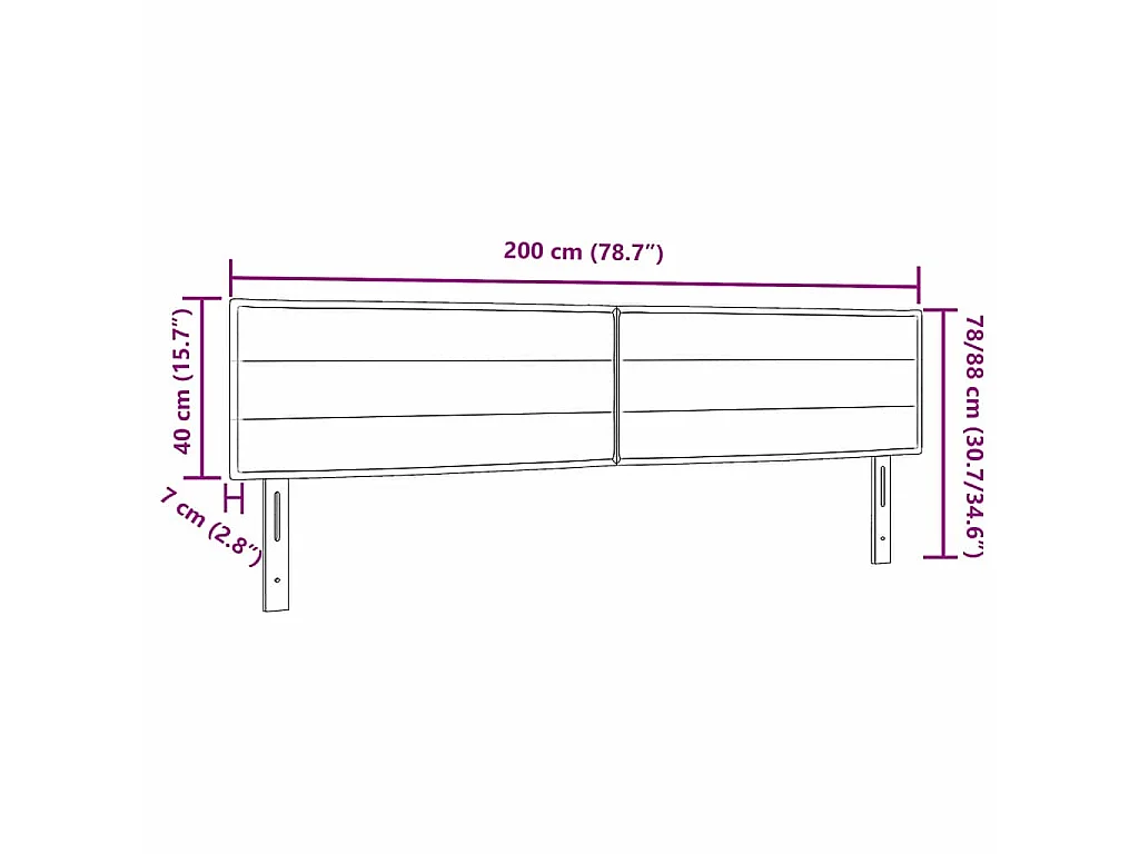 Tête de lit Noir 200 cm tissu
