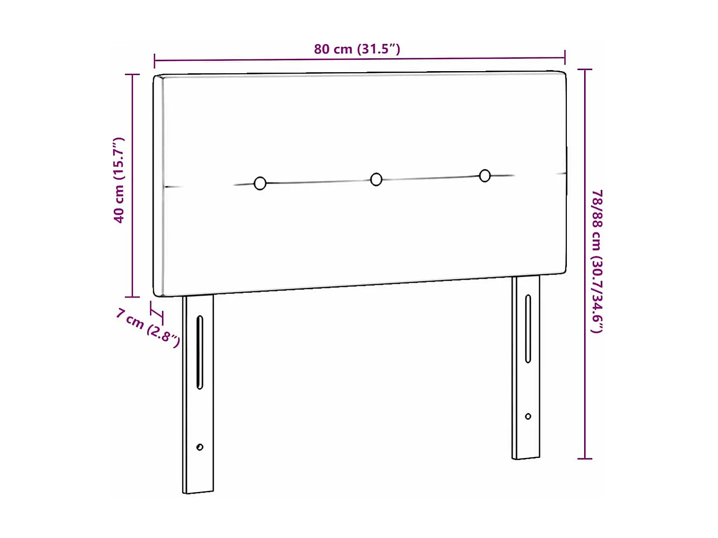Testiera regolabile in altezza Grigio scuro 80 cm Tessuto