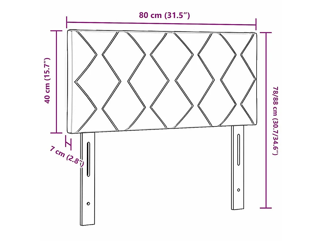 Kopfteil Rosa 80 cm Samt