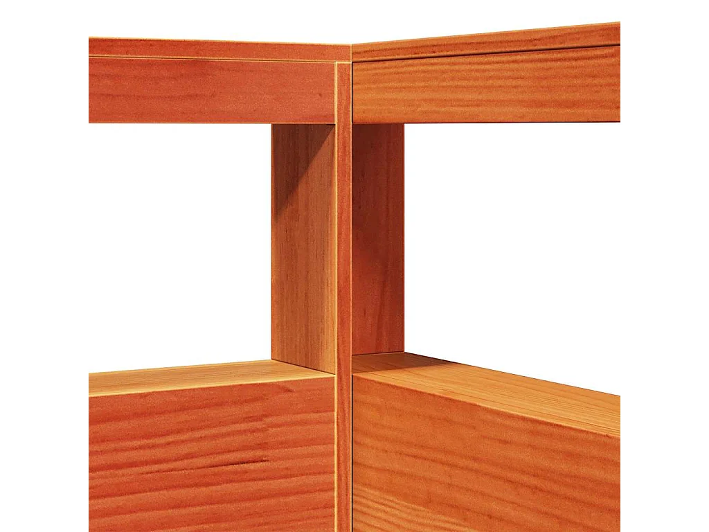 Kopfteil mit Bücherregal L-Form Wachsbraun 80 cm Massivholz