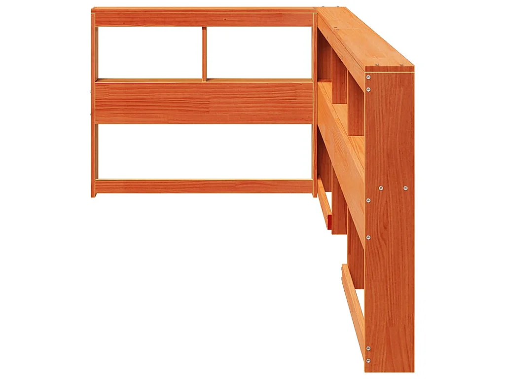 Tête de lit de bibliothèque en forme de L bois massif de pin