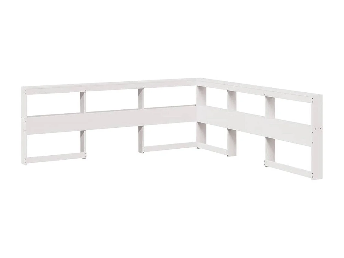 Kopfteil mit Bücherregal L-Form Weiß 180 cm Massivholz Kiefer