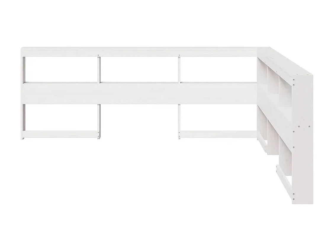 Kopfteil mit Bücherregal L-Form Weiß 180 cm Massivholz Kiefer