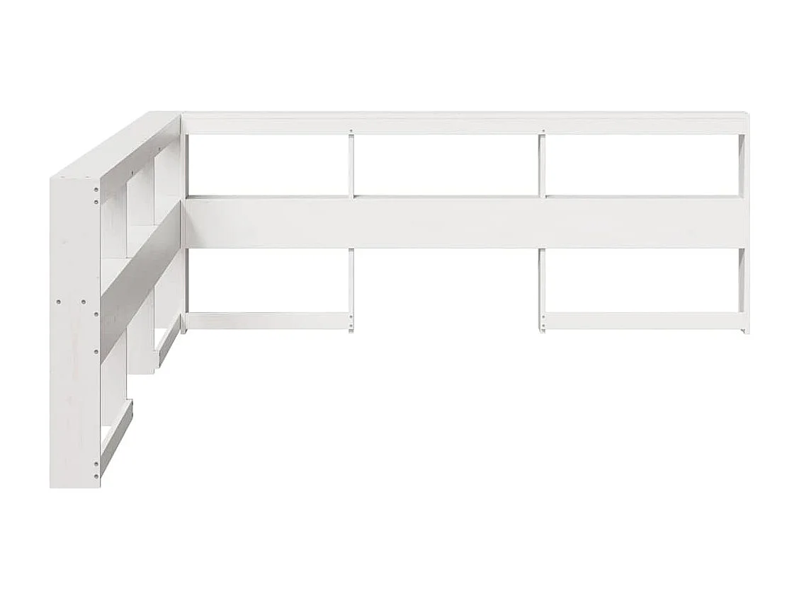 Kopfteil mit Bücherregal L-Form Weiß 180 cm Massivholz Kiefer