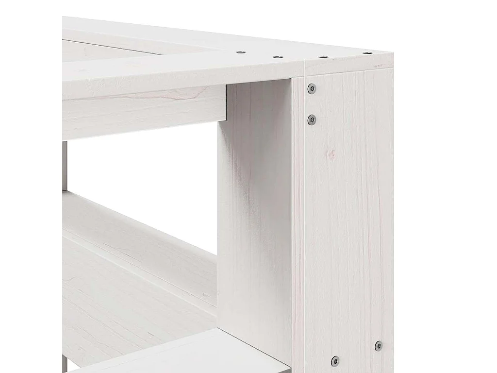 Kopfteil mit Bücherregal L-Form Weiß 180 cm Massivholz Kiefer