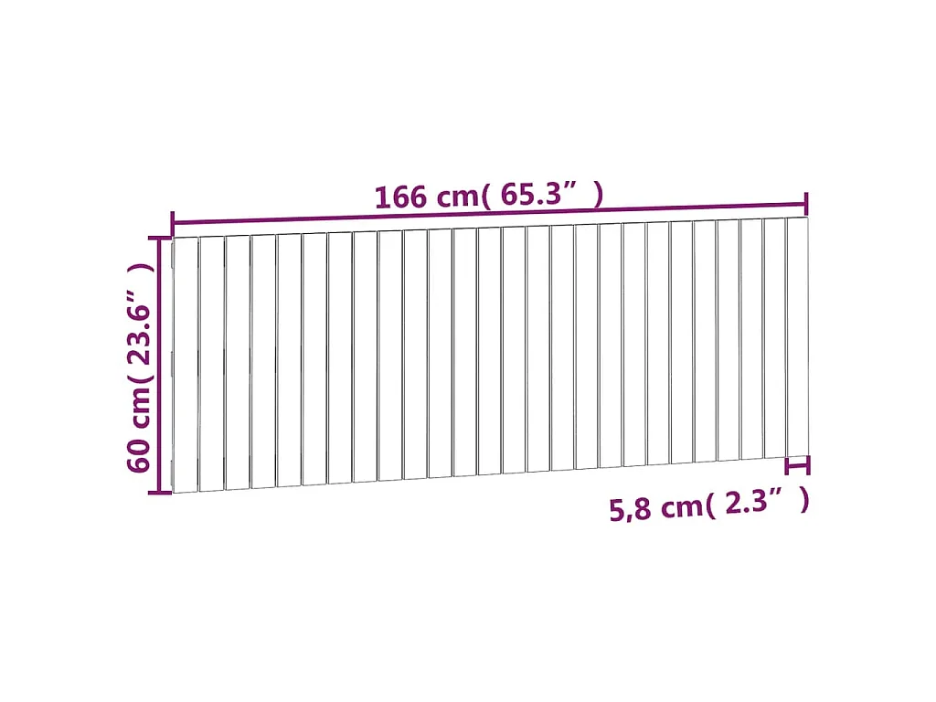 Wandhoofdbord 166x3x60 cm massief grenenhout