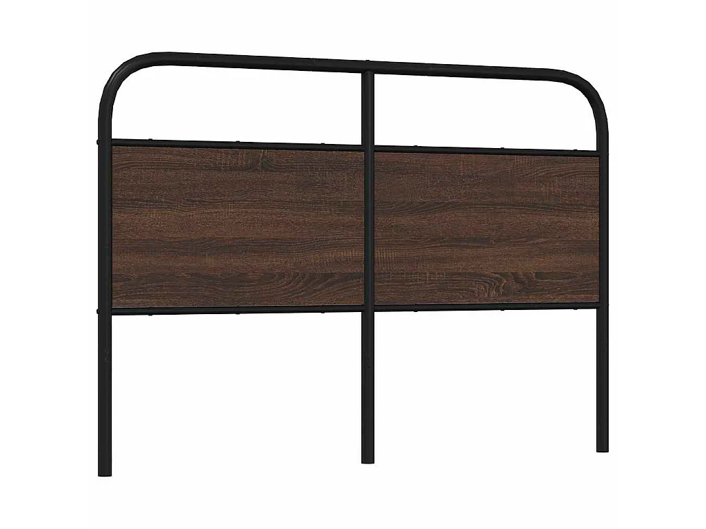 Vervangend hoofdbord 135 cm bewerkt hout en staal bruin eikenkleurig