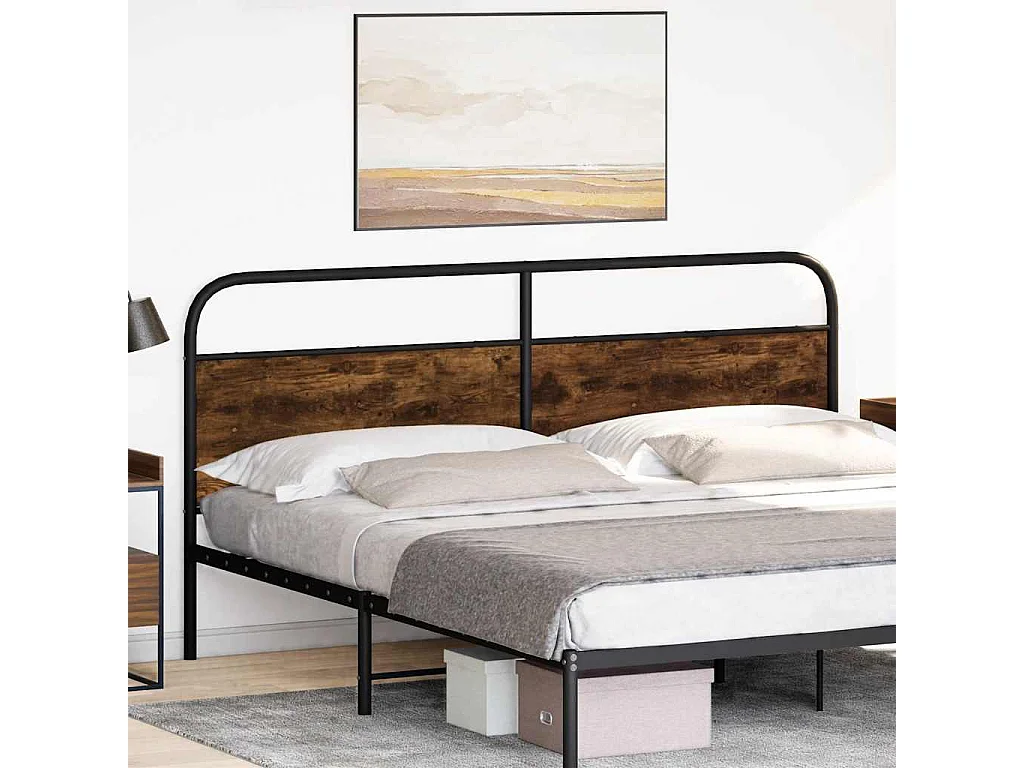 Kopfteil Räuchereiche 200 cm Stahl und Holzwerkstoff