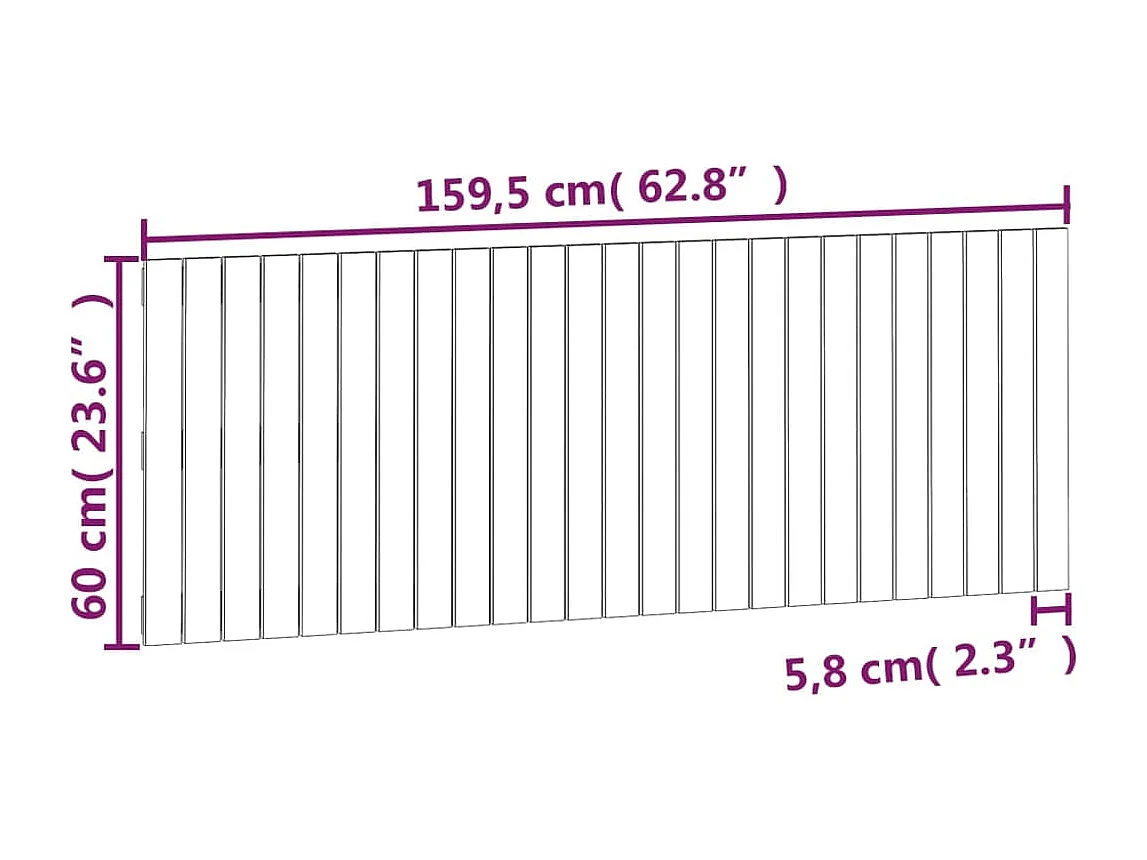 Tête de lit murale 159,5x3x60 cm Bois massif de pin