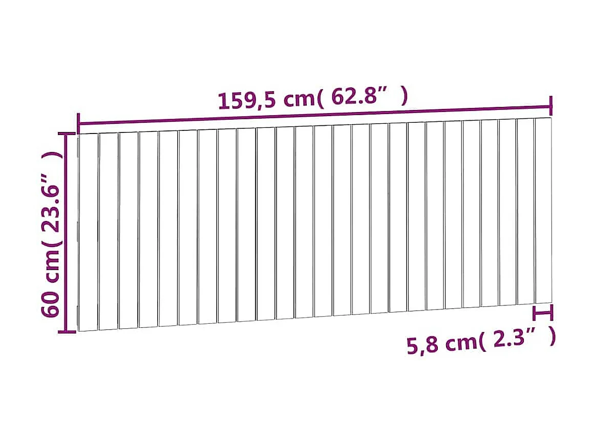 Tête de lit murale 159,5x3x60 cm Bois massif de pin