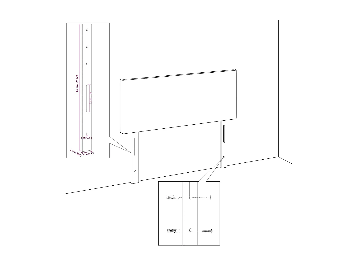 Testiera con testiera Grigio scuro 160 cm Pelle Sintetica