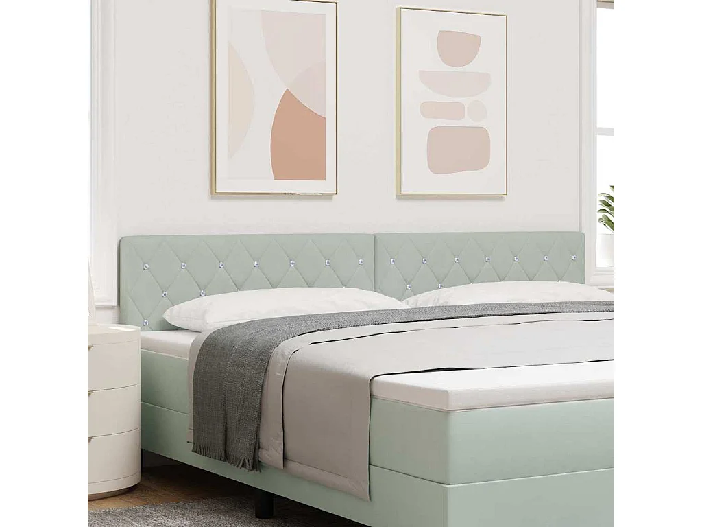 Testiera con testiera Grigio chiaro 200 cm Pelle Sintetica